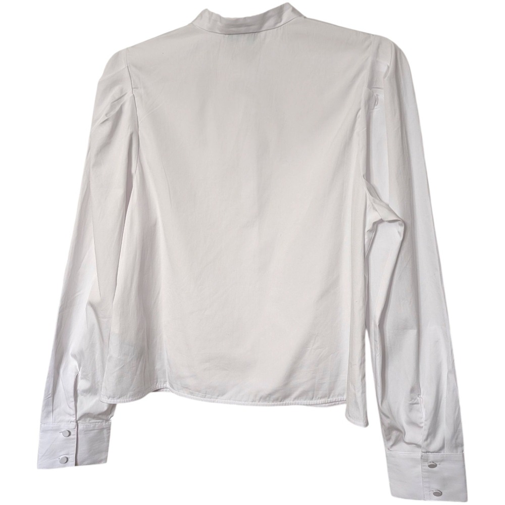 Madewell Puff Sleeve‎ Button Down Band Collar Shirt White Cotton Poplin Blouse S - Picture 4 of 13